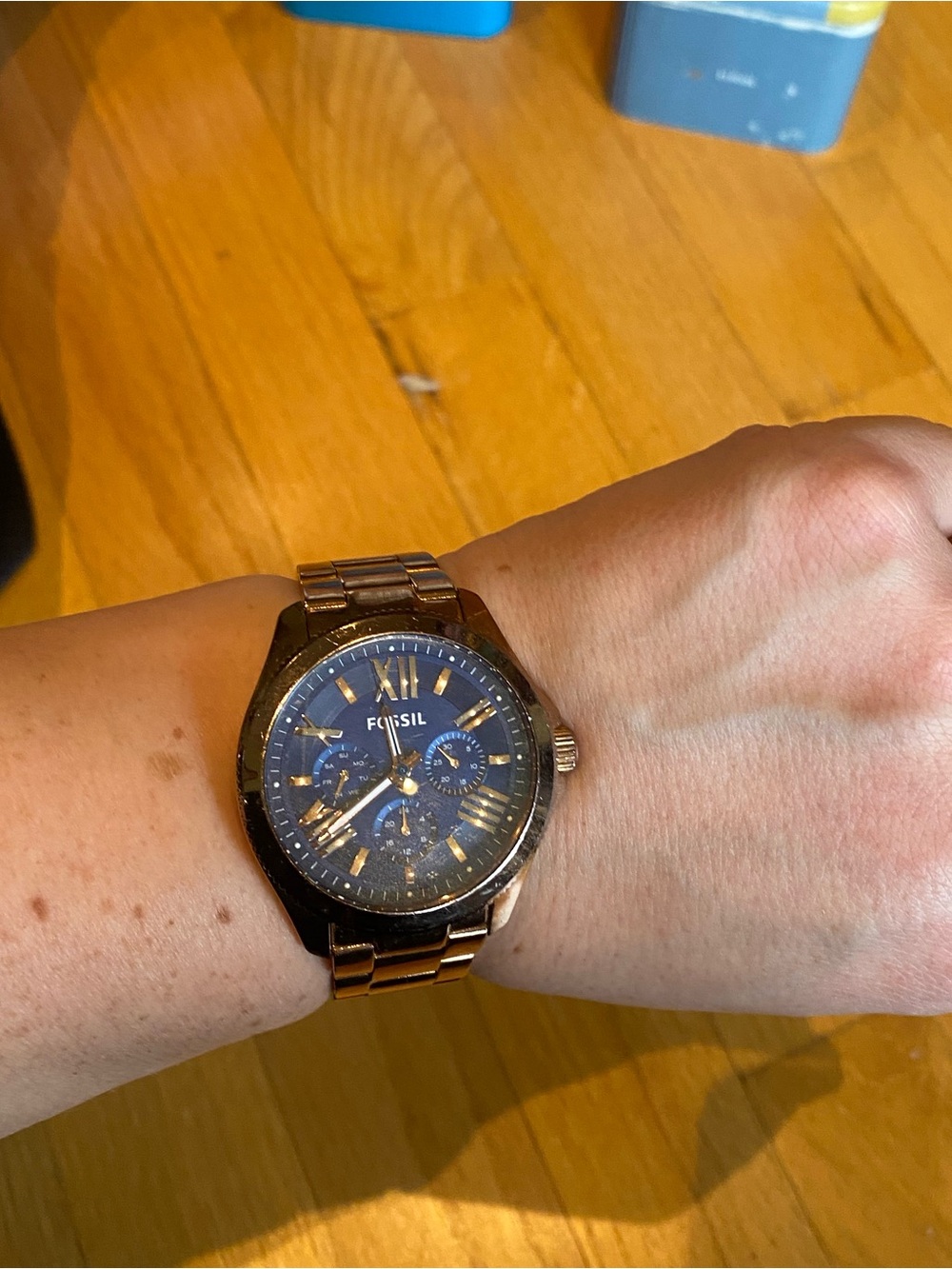 Fossil Rose Rose Gold-Tone Watch with Blue Dial